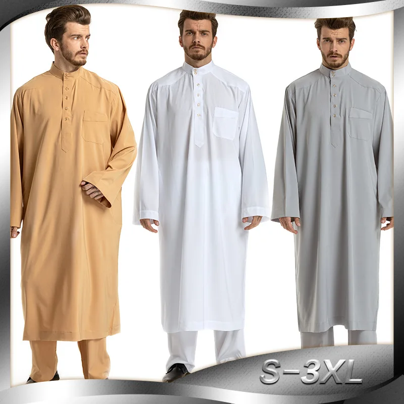 2 Piece Set Islam Abaya Men Muslim Clothes Kaftan Pakistan Saudi Arabia Roupas MasculinasCaftan Long Robe Eid Abayas Ropa Hombre |