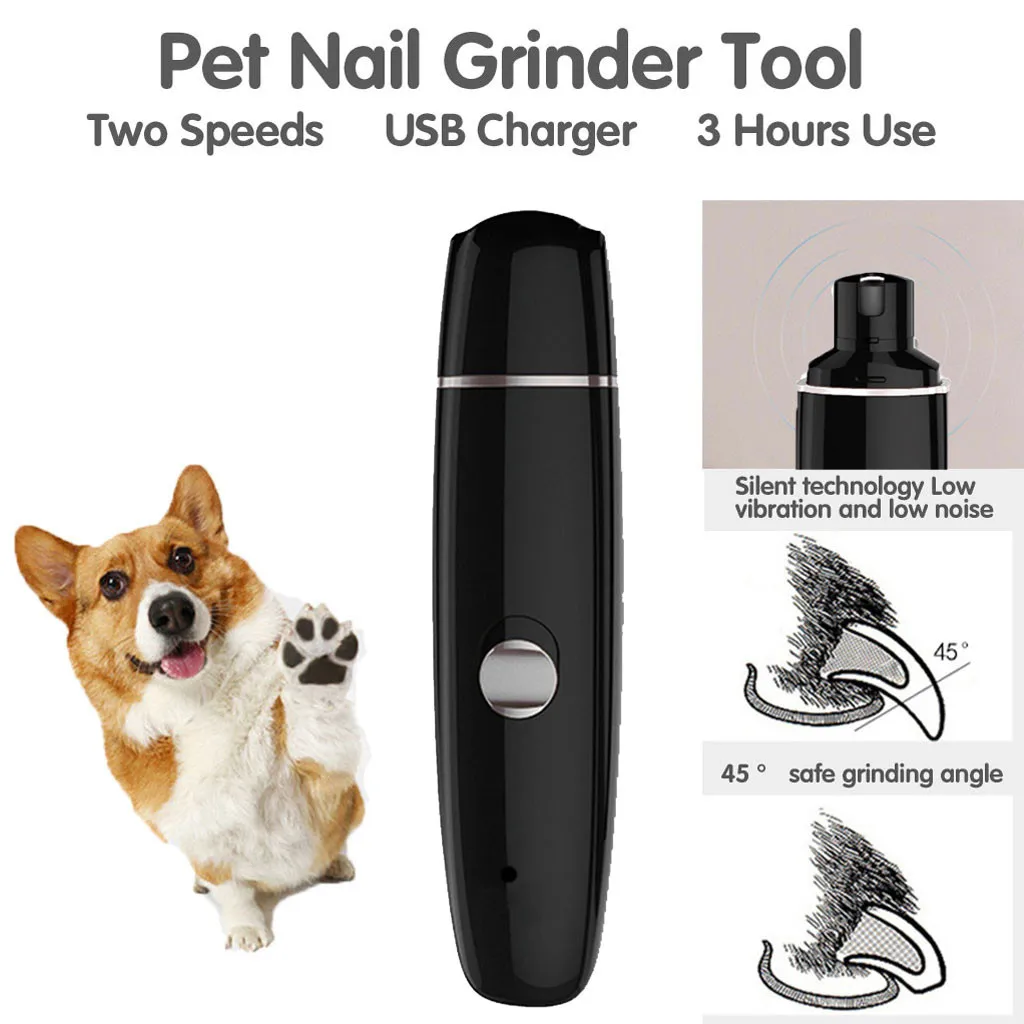 

USB Charging Dog Nail Grinders Rechargeable Pet Nail Clippers Quiet Electric Dog Cat Paws Nail Grooming Trimmer Tools