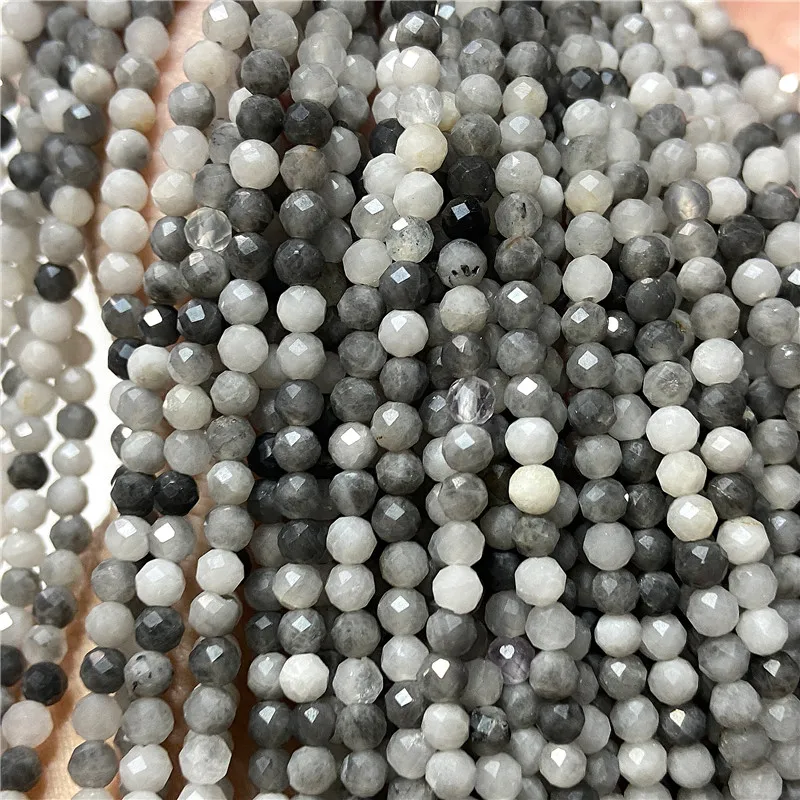 

Natural Stone White Small Round Section Stone Black Loose isolation Beads For Jewelry Making DIY Bracelet Necklace Accessories
