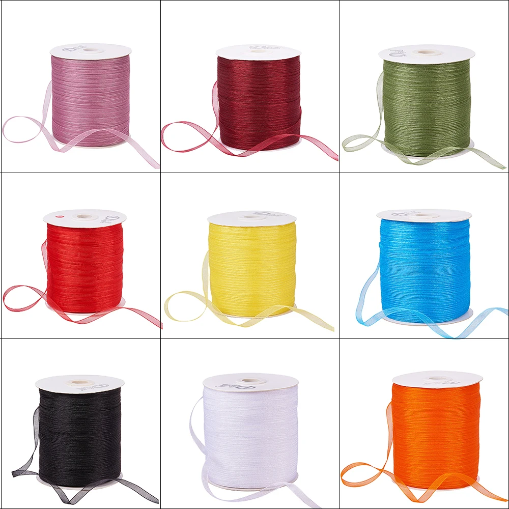 

500 yards(457.2m)/Roll 1/4"(6mm) Organza Ribbon for Birthday Valentine Festival Ribbons House Wrapping Decor Stringing Materials