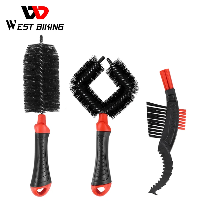 

WEST BIKING Bike Cleaning Brush MTB Bicycle Wheel Tire Rim Brush Washing Cleaning Tool Set Multifunction Cycling Hub Gears Brush
