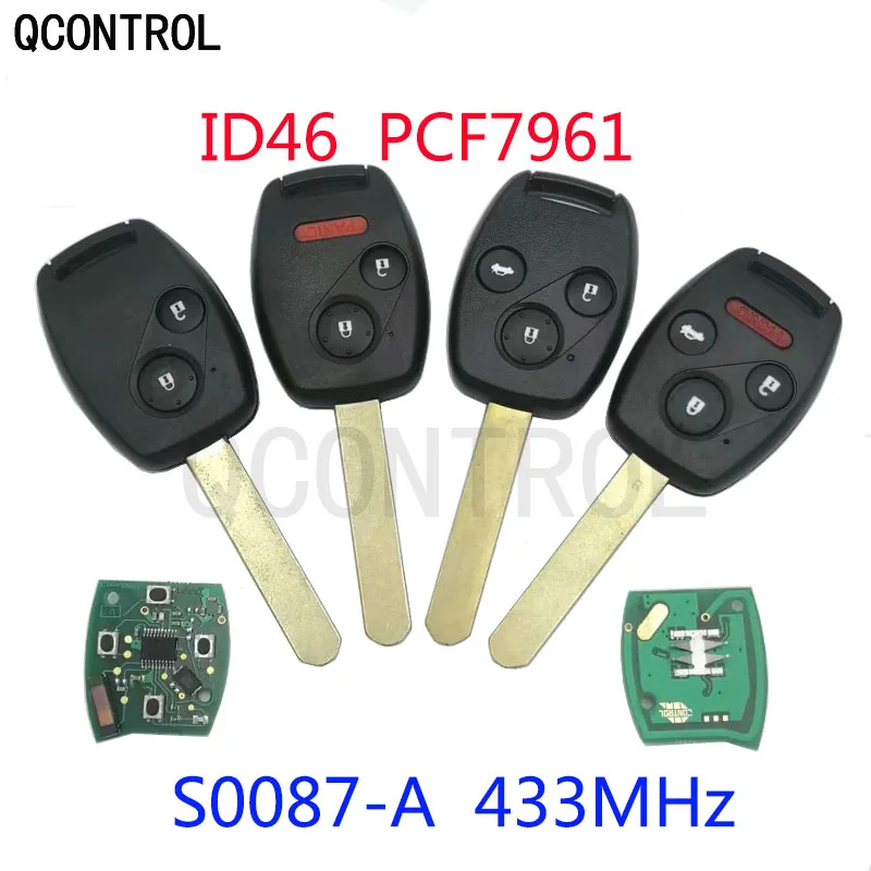 

Дистанционный ключ QCONTROL для Honda S0087-A Accord Element Pilot Civic CR-V HR-V Fit Insight City Jazz Odyssey ID46 Чип 433 МГц