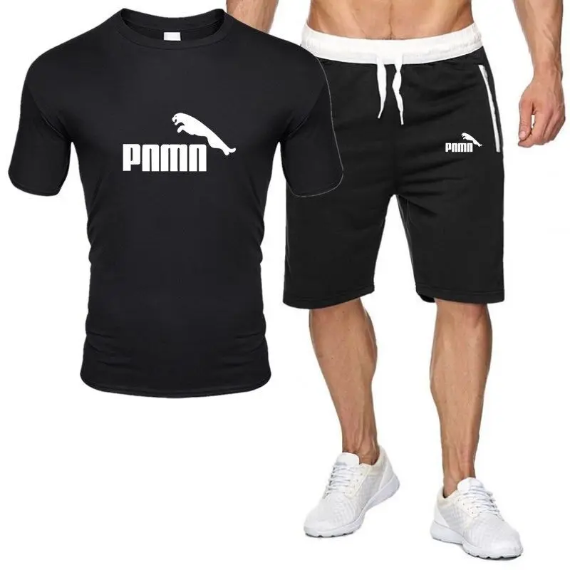 

Summer hot style popular logo men leisure printed cotton shirt collar T-shirt thin pants suit