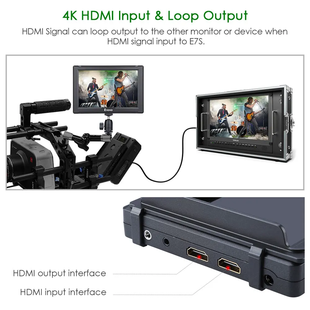 Eyoyo E7S 7 &quotDSLR камера полевой монитор 4K HDMI вход петля выход ips FHD 1920X1200 ЖК дисплей