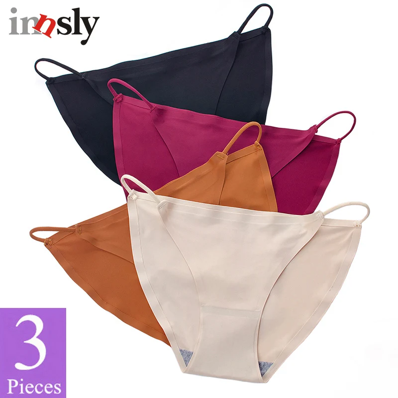 3 Pieces/Set Fashion Underwear Women's Sexy Panties Ice Silk Seamless Low Rise Big Size Female Briefs Solid Cotton Crotch | Женская