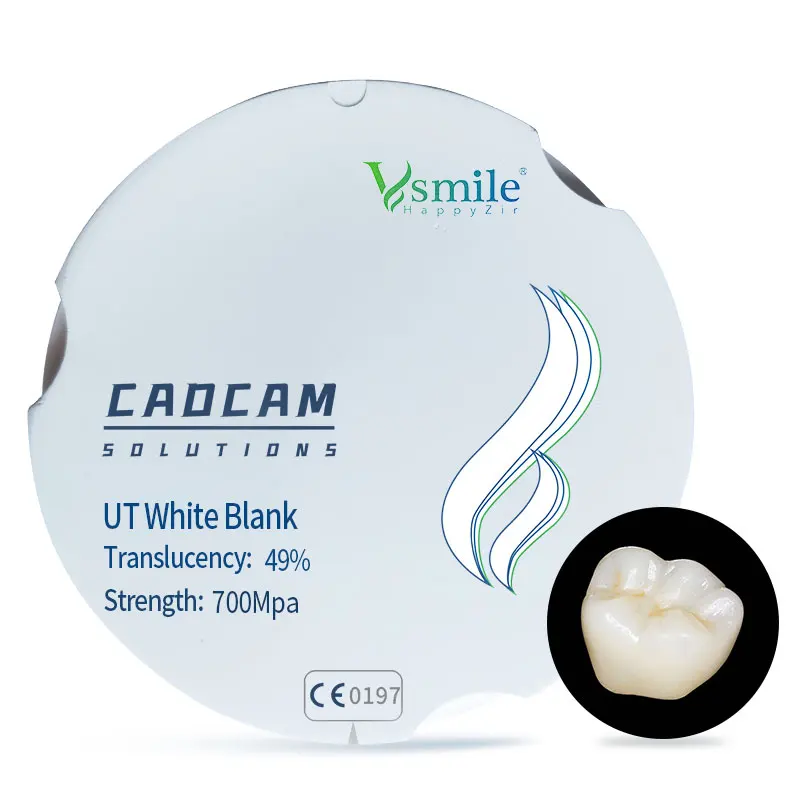 

Vsmile Happyzir 95mm UT Zirconia Blocks for Anterior for Dental Technician Lab with Zirkonzahn CADCAM System