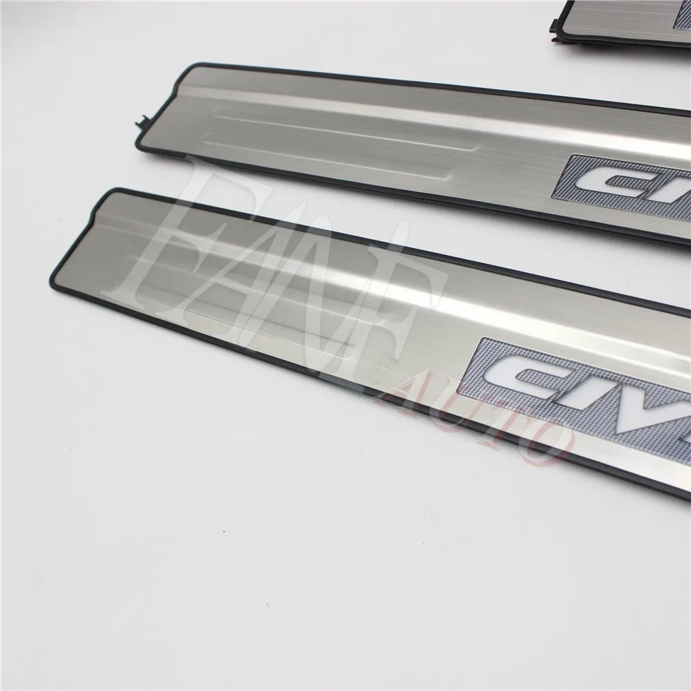 Накладка на порог из нержавеющей стали защитная для Honda Civic 2012 2015 9|Буксиры и