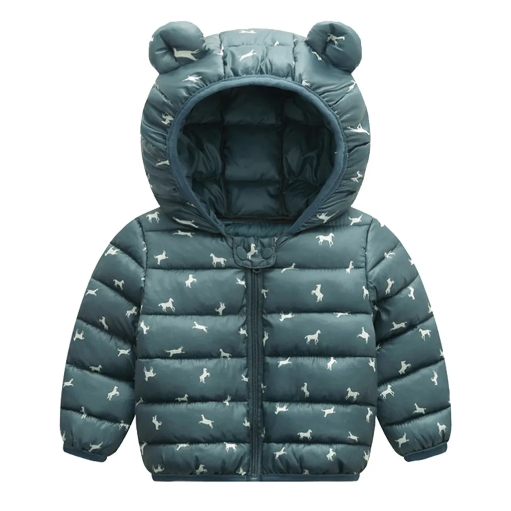 Winter Coat Kids Boys Girls Cartoon Animal Long Sleeve Snowsuits Zip Hooded Warm Soft Cotton Windproof Clothes Y822 |