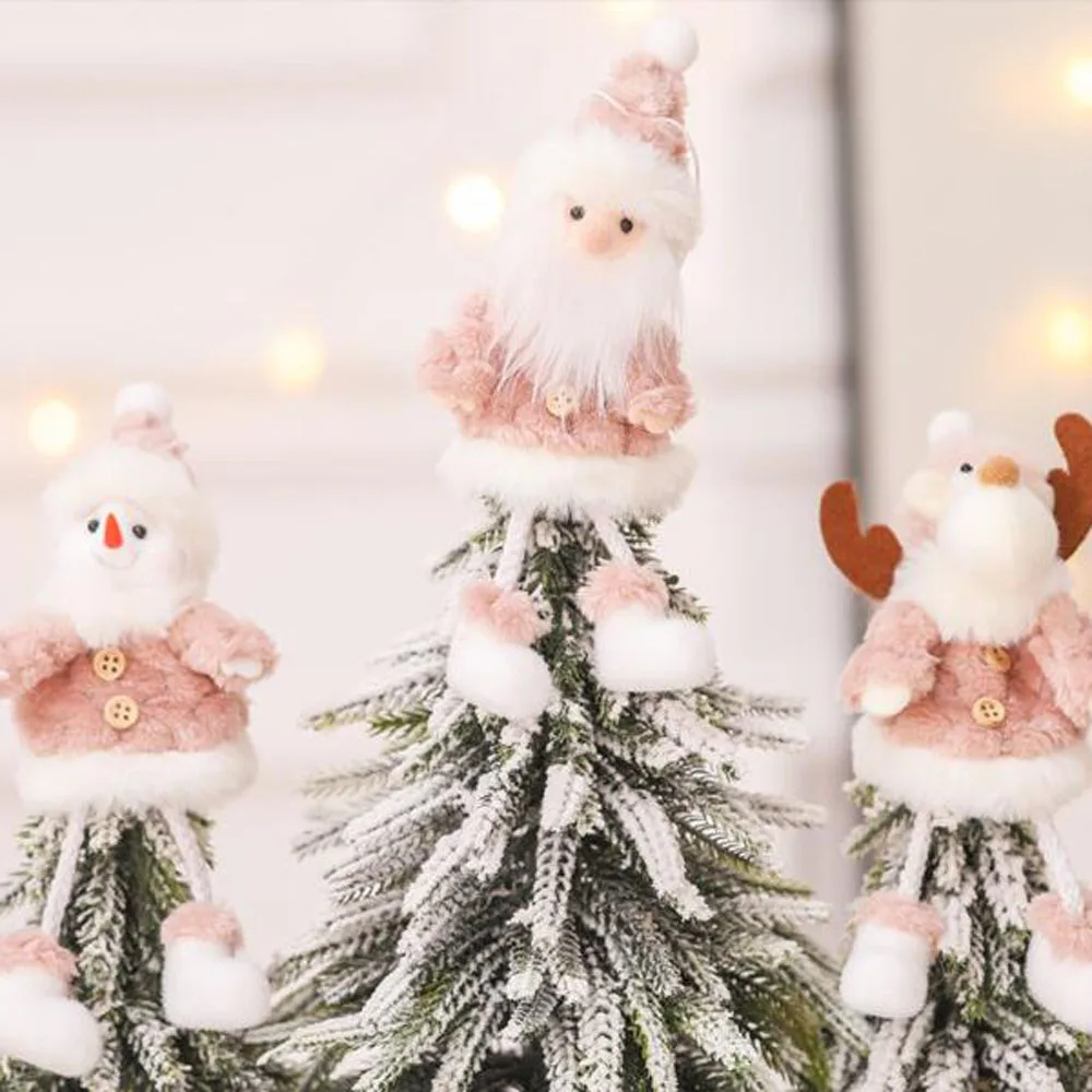 2021 розовая плюшевая кукла подвеска в виде Санта-Клауса ангела рождественская