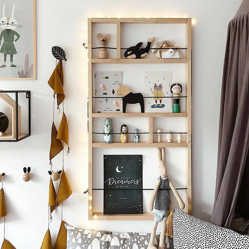 Nordic Стиль 4 слоев кукла стойку детские украшения комнаты настенная полка для