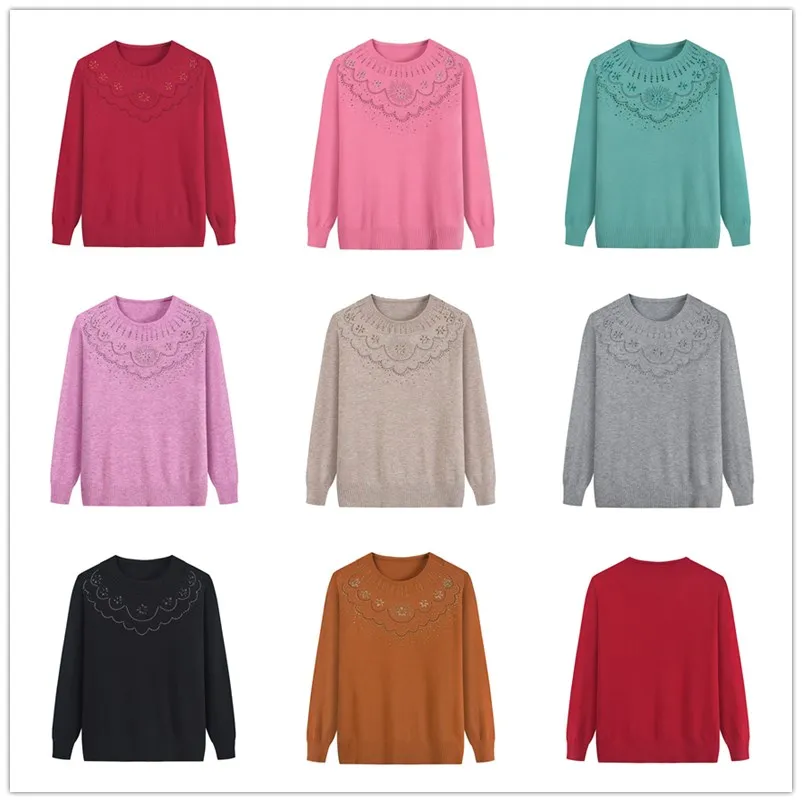 Модный женский свитер Стразы вязаные джемперы с длинным рукавом осенне-зимние