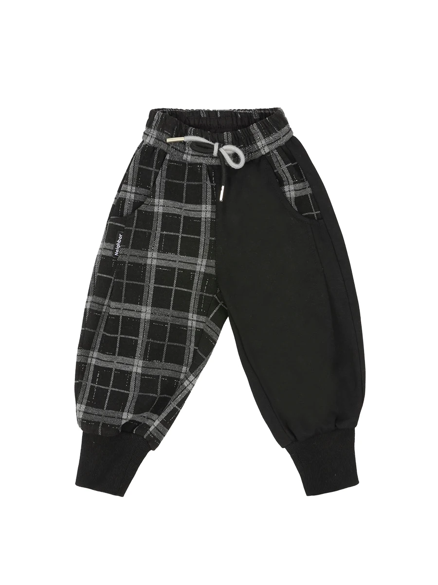 

BB Boys Plaid, Brushed Thickened Pants Middle and Big Children Winter Warm Sweatpants Korean Children Handsome Casual Pants