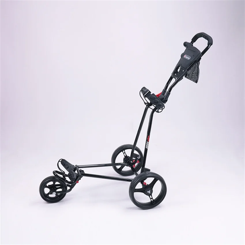 3 Wheel Golf Trolley Folding Golf Push Cart Scorecard Cup Holder Foot Brake Aluminum Alloy Golf 3-Wheel-Pull Cart Bag Carrier