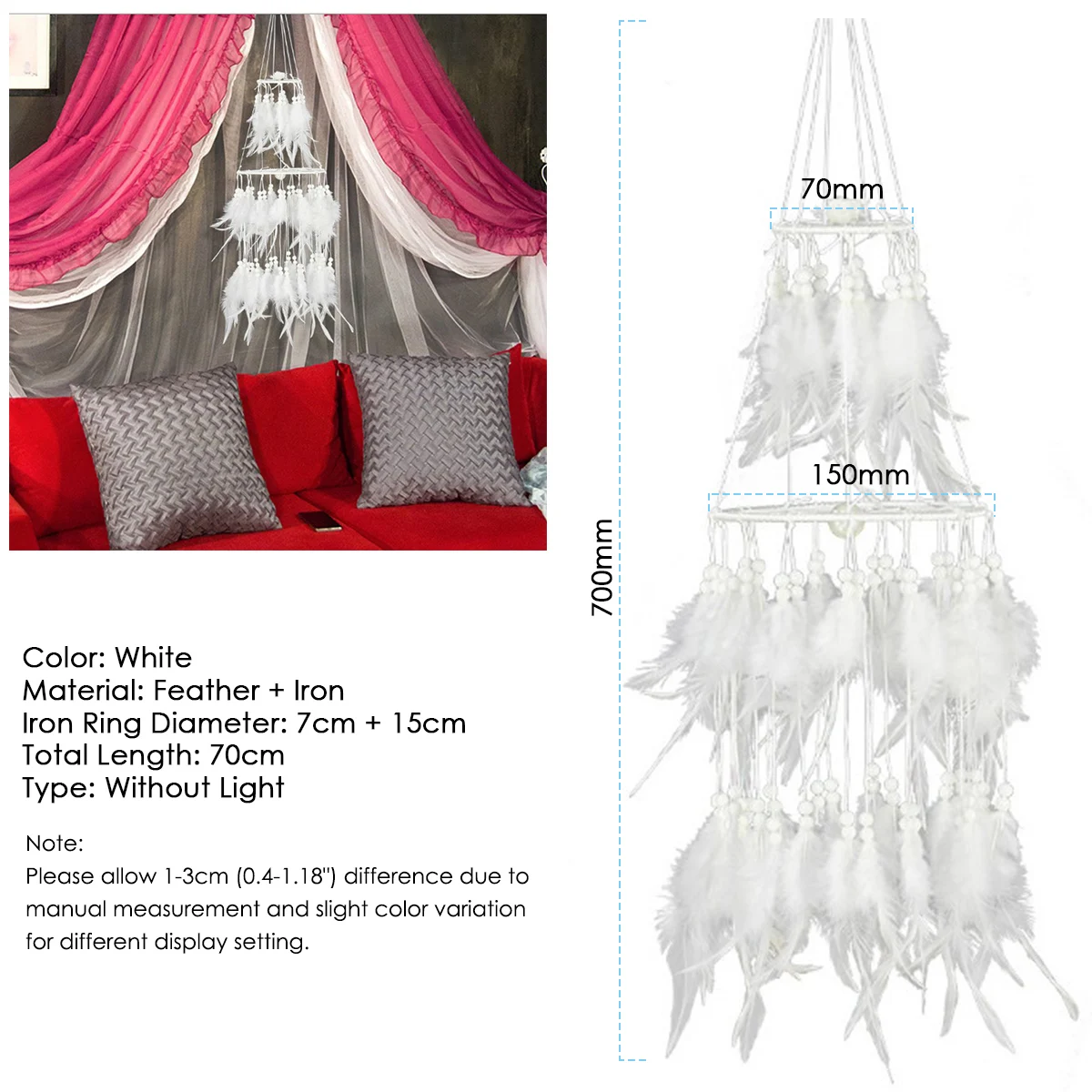 

Feather Dream Catcher Dual Layer Dreamcatcher Hanging Home Room Decor With LED Light Creative Dreamcatch Wedding Decoration