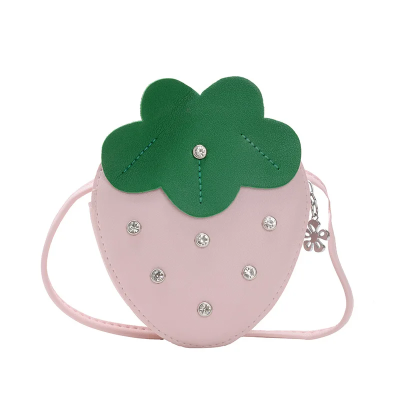 

Модные миниатюрные сумки через плечо из искусственной кожи для девочек, милые детские сумки через плечо с заклепками в виде клубники, милый ...