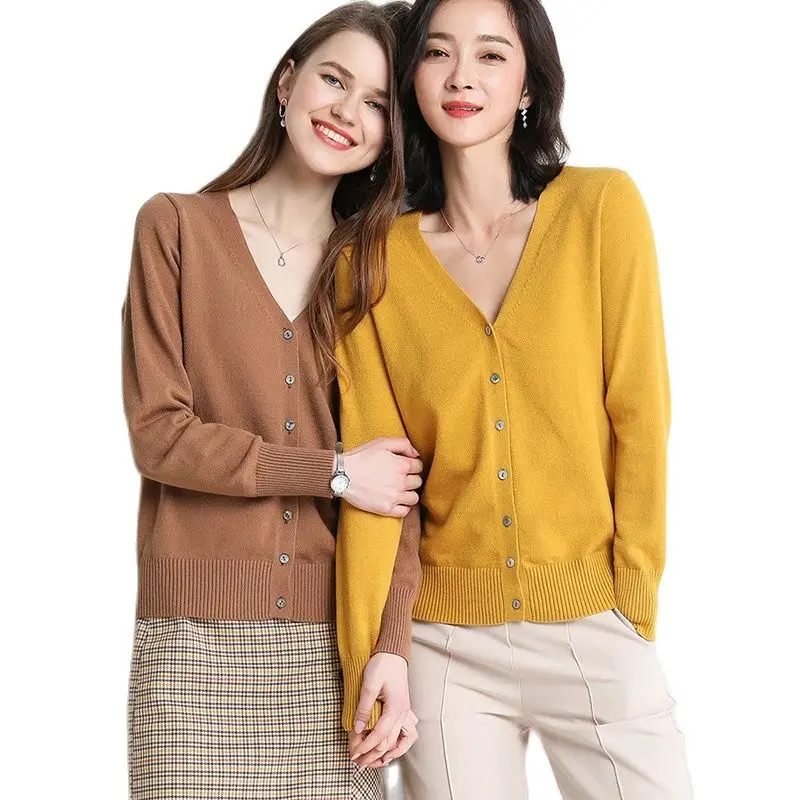 

Special Offer New Women Sweater Cardigan 2021 Casual V-Neck Long Sleeve Loose Knitting Cardigan Tops Spring Autumn