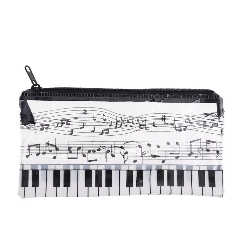 P82F Music Note Piano Keyboard Pencil Case Plastic Transparent Pen Bag Student Gift