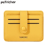 fashion soft leather id card holders women business credit card holder wallet small female wallets mini coin purse pocket yellow