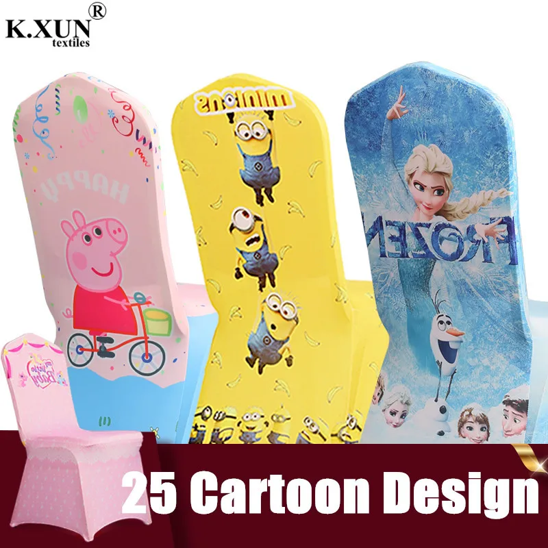 

Cartoon Printed Lycra Spandex Chair Cover Banquet Wedding Chair Covers Event Party Hotel Decoration