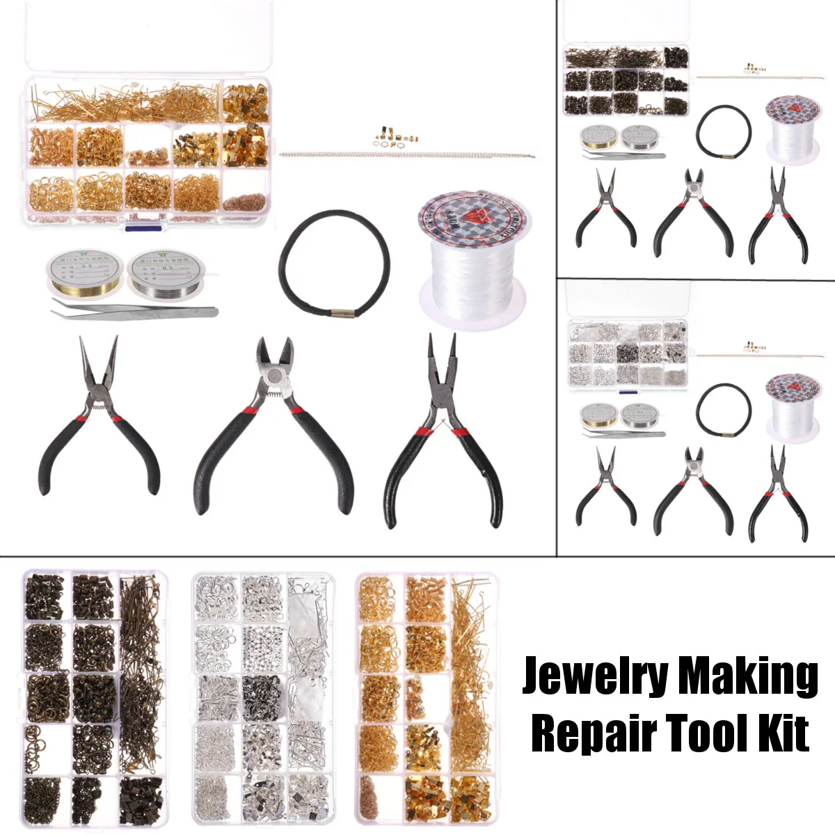 

DIY Jewelry Findings Set Jewelry Making Supplies Kit Jewelry Beading Making And Repair Tools Kit Pliers Silver Craft Accessories