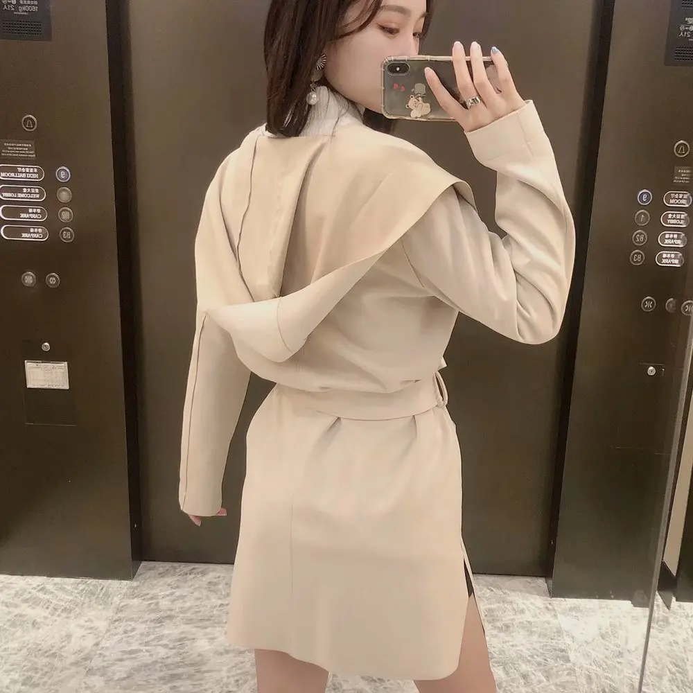 

Za Jacket Women 2020 Chic Faux Suede Long Jackets Coat for Autumn Winter Woman Long Sleeve Hooded Collar Outwear Top