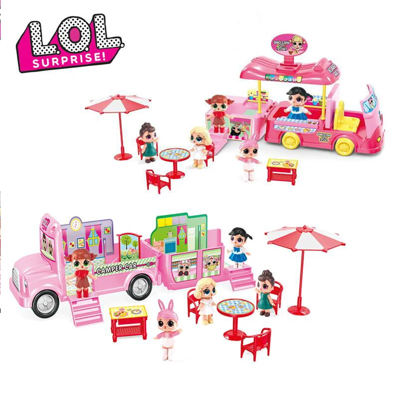 

Original LOL Surprise Dolls Toy Set Cartoon Picnic Car Ice Cream Cart Travel Bus Model LOL Dolls Toys for Girls Birthday Gifts