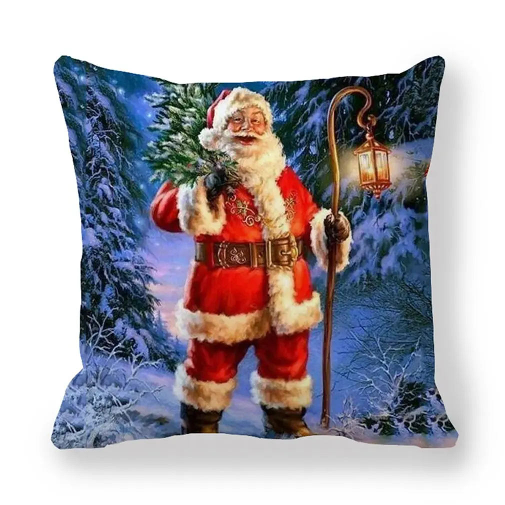 

1pcs Christmas Pillowcases Christmas Pattern Printed home Sofa Pillow Cover Pillow Decoration Case Linen Cushion Cover