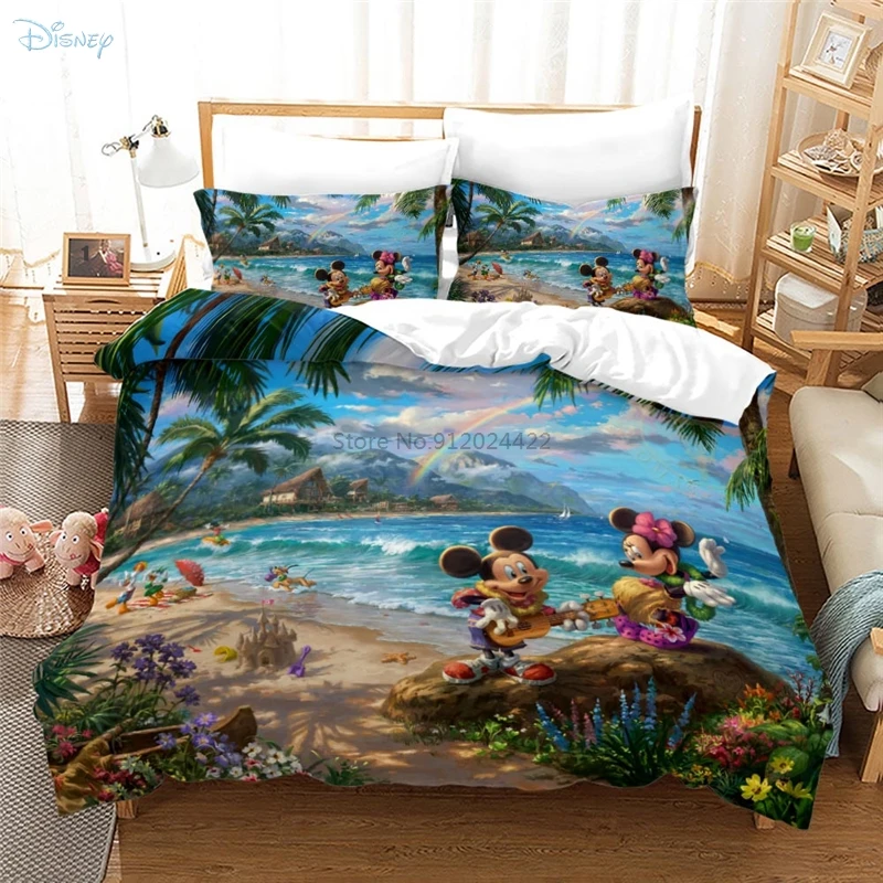 Красный 3d Disney Микки Мышь печатных Постельное белье с пододеяльником и