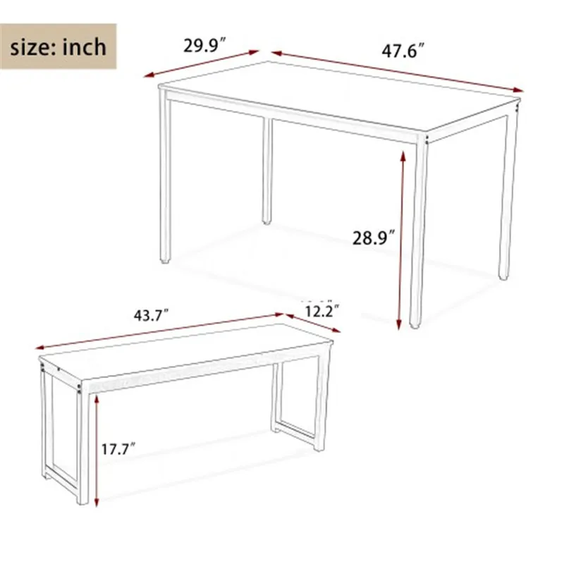 3-х частей обеденный стол с двумя скамейки Кухня современная мебель для дома |