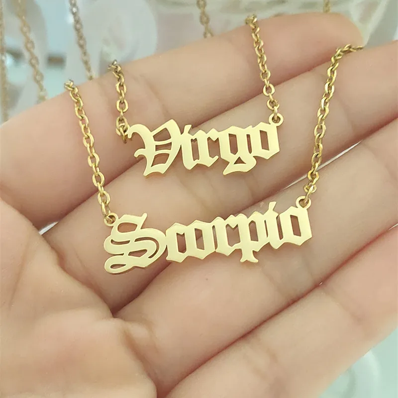 

12pcs/Set Zodiac Letter Necklace Aquarius Aries Cancer Capricorn Gemini Leo Libra Pisces Sagittarius Scorpio Taurus Virgo Collar