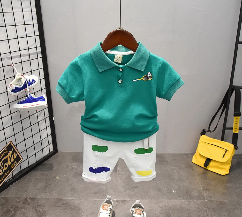 

2 шт./комплект, футболка с лацканами и штаны для мальчиков 2-7 лет