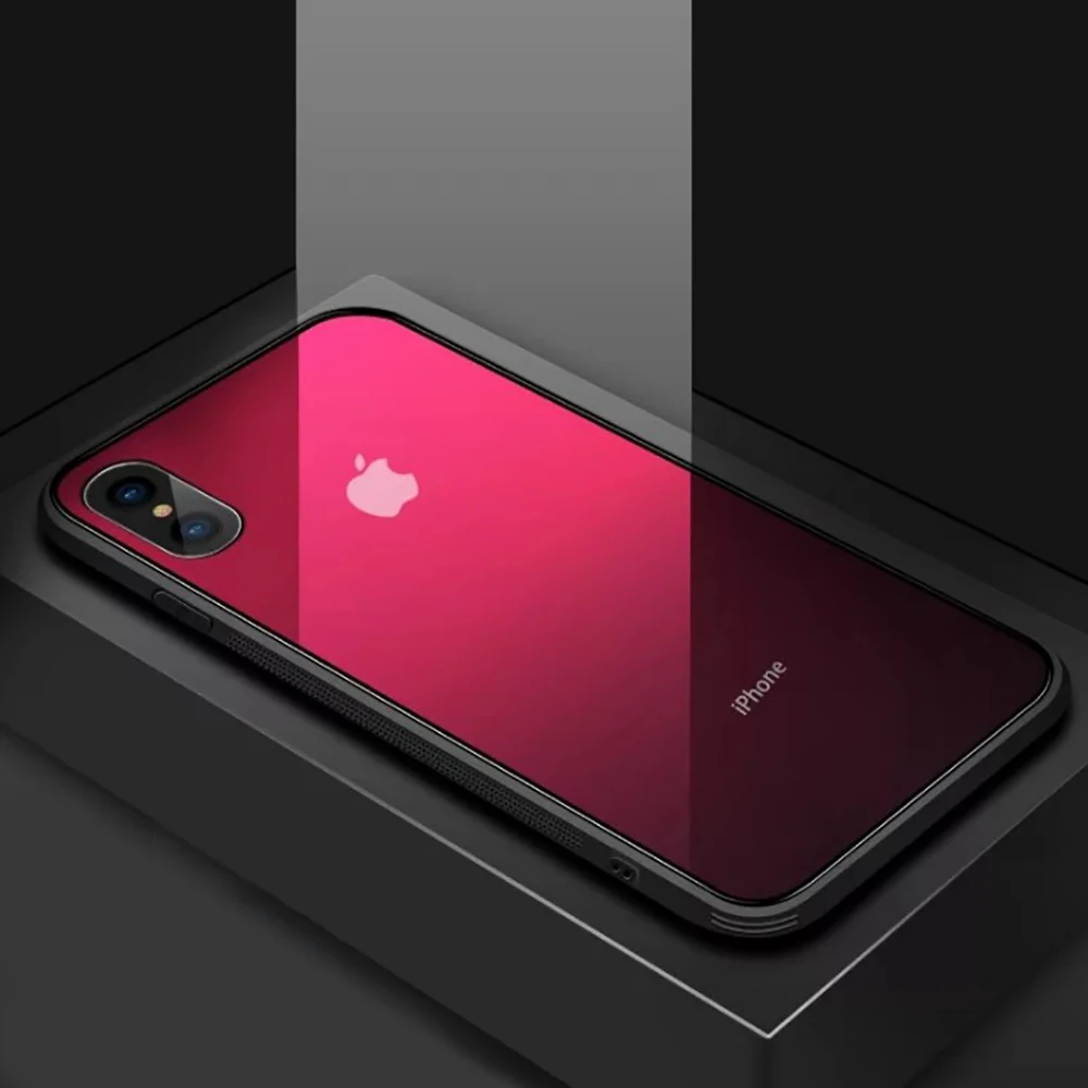 Роскошный градиентный стеклянный чехол Aurora для iPhone 11 pro X XS XR Max 6 6S 7 8 Plus Модный