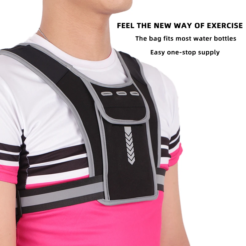 Running Backpack Vest Men And Women Adjustable Belt Fitness Night Sports Strap Reflective Printing Chest Pocket Mobile Phone Bag | Спорт и