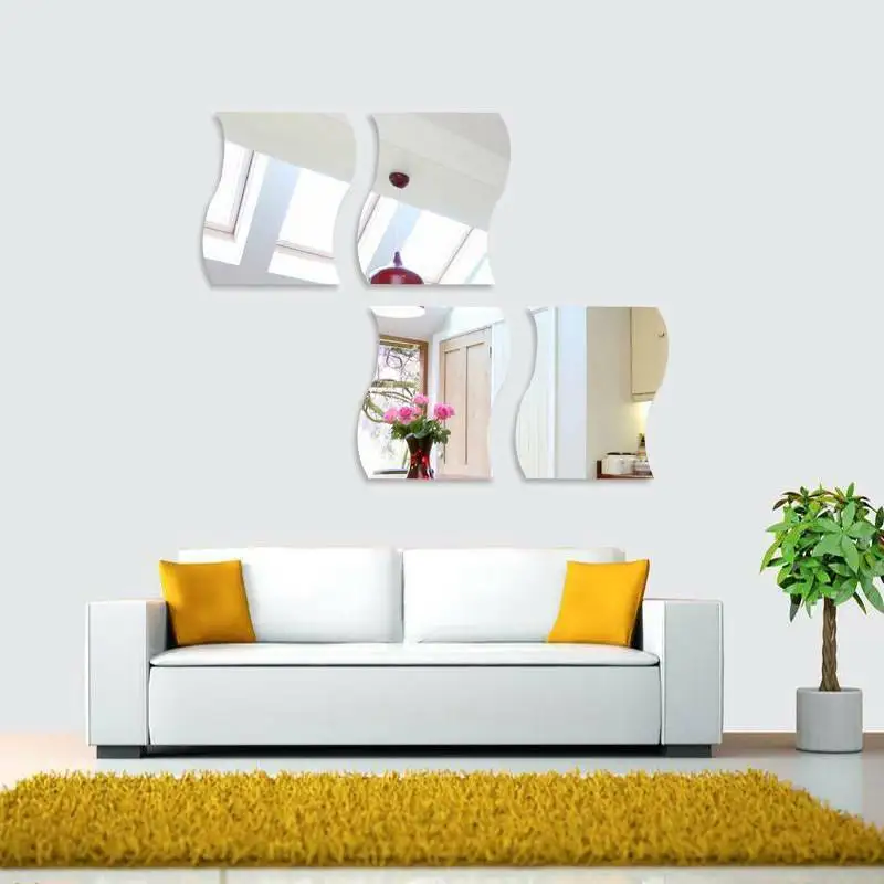 

6pcs/Set Self Adhesive Mirror Tiles Wall Sticker Art Decal Bedroom Home DecorA