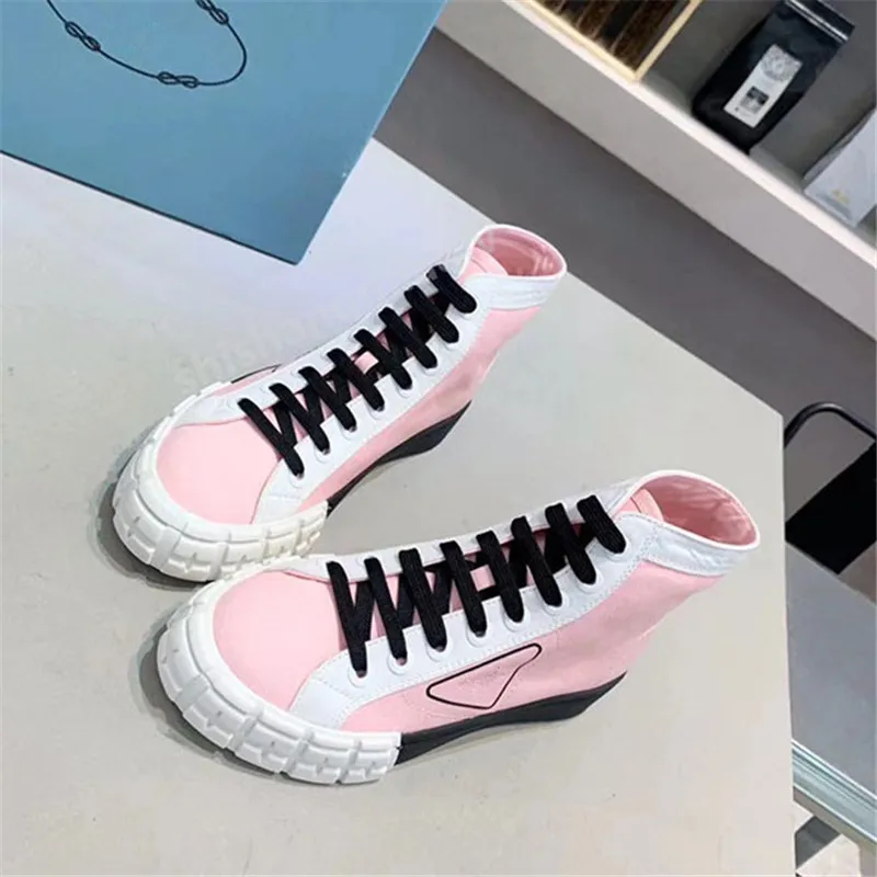 

Thick-Soled Fashion Women Canvas Shoes Color Matching Punk Style High Shoes Female Outdoor Comfortable Soft Lace-Up Shoes 2021