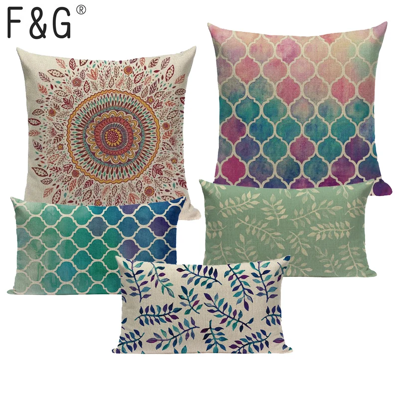 

New Hot Pillow Case Nordic Style Linen Lattice Fringe embroidered cushions 45Cmx45Cm Square Office Chair Car Handmade Pillows
