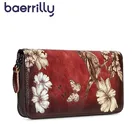 Женский кошелек из натуральной кожи, длинный клатч с цветами, женские кошельки и кошельки, Женский кошелек с Rfid-защитой и отделениями для карт, кошелек для девочек