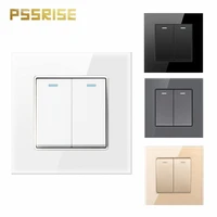 pssrise light switch push button on off wall switch luxury tempered glass panel switch eu switch socket 2 gang 2 way 86mm86mm