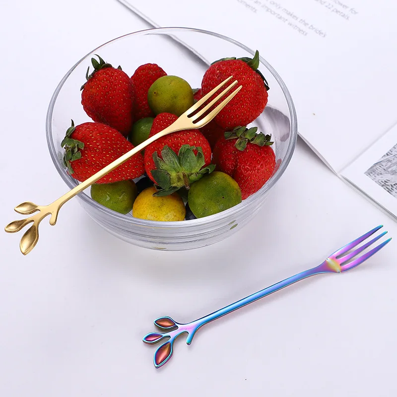 Креативная форма листьев Ручка кофейная ложка не легко ржавеет зеркальная