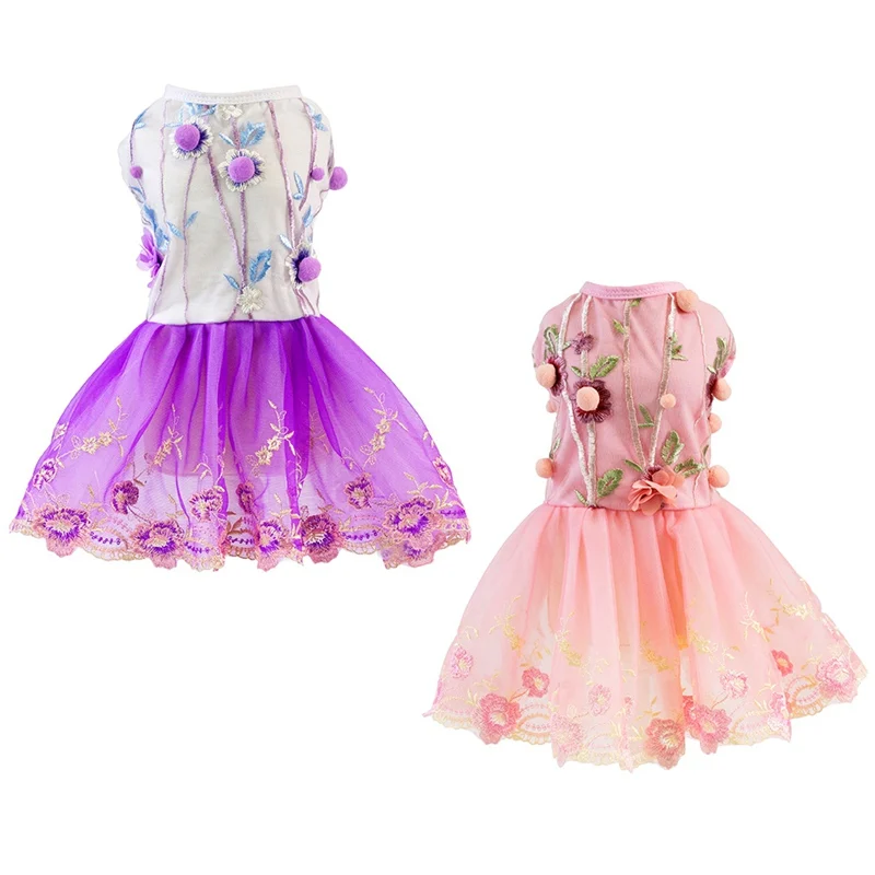 Одежда для собак; сезон весна-лето; вечерние платья с вышивкой; roupa cachorro для маленьких и средних собак; Q1