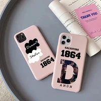 fashion vampire diaries damon matte pink soft phone case for iphone se 12mini 12pro 11pro max 7 8 6s plus xr xs max 12 tpu cover