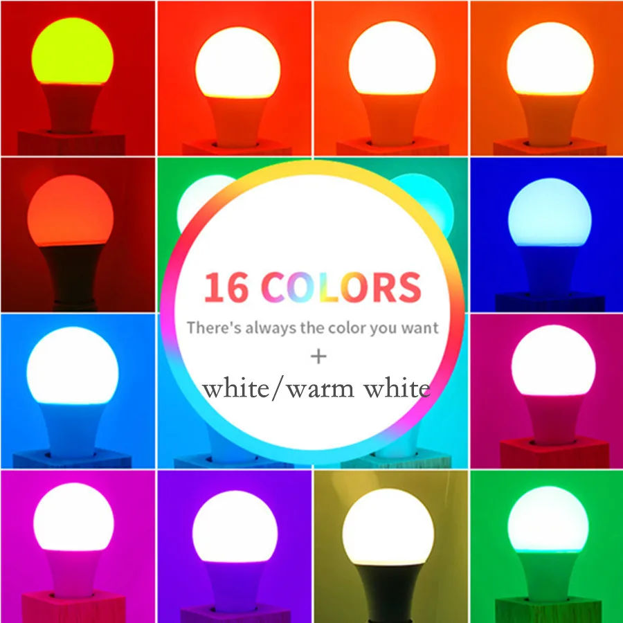

E27 B22 RGBW LED Bulb Lights 4W 10W 15W 110V 220V Lampada Change Dimmable Colorful RGB LED Lamp Home Party Decor Warm white