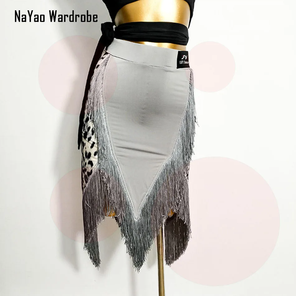 Фото Новинка 2020 платье для латинских танцев Женская юбка с кисточками бальных самбы