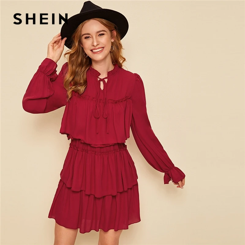 Женское Сетчатое платье мини SHEIN черные вечерние многослойные платья с оборкой