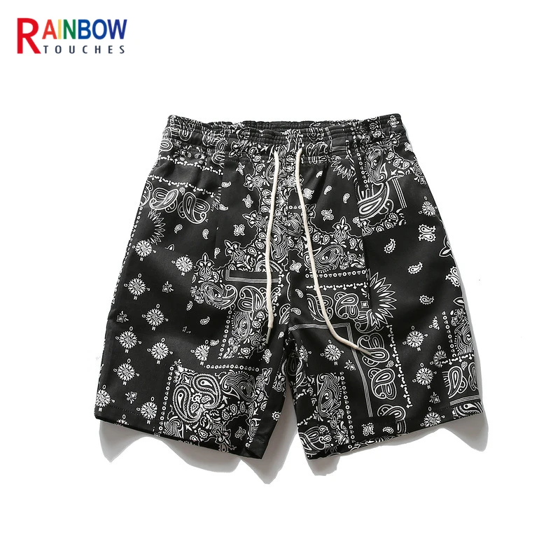 

Rainbowtouches Summer Unisex Loose Retro Paisley Printing Straight Leg Hip Hop Casual Sport Shorts