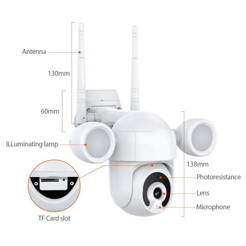 

1080P PTZ Wifi IP Camera Mini Tuya Smart Monitoring Outdoor Auto-Tracking Camera Wireless Camera Home Surveillance IP Camera