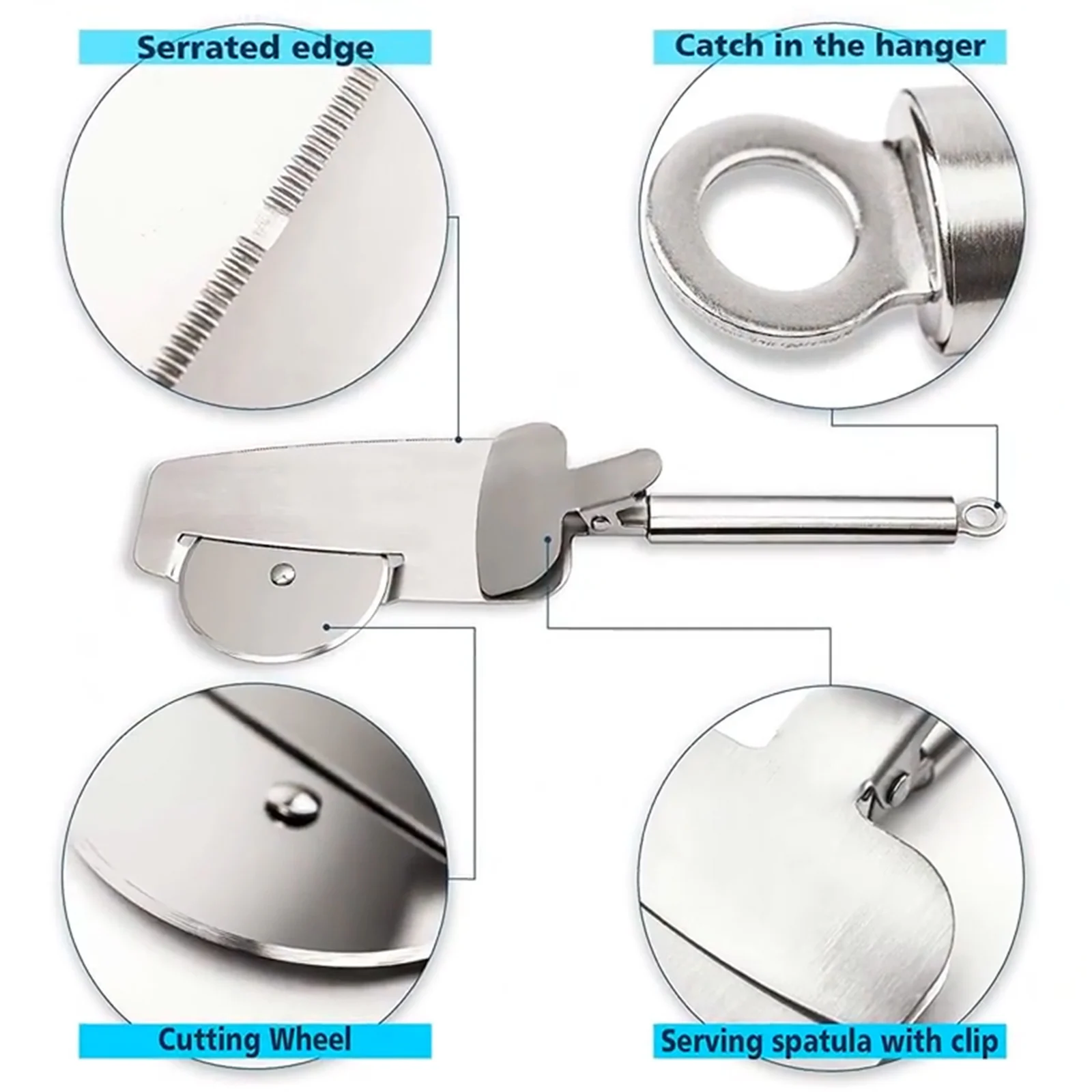 

4 in 1 Pizza Cutter Wheel, Professional Super Sharp Stainless Steel Pizza Slicer for Home, Easy To Clean 2020 New Arrivals