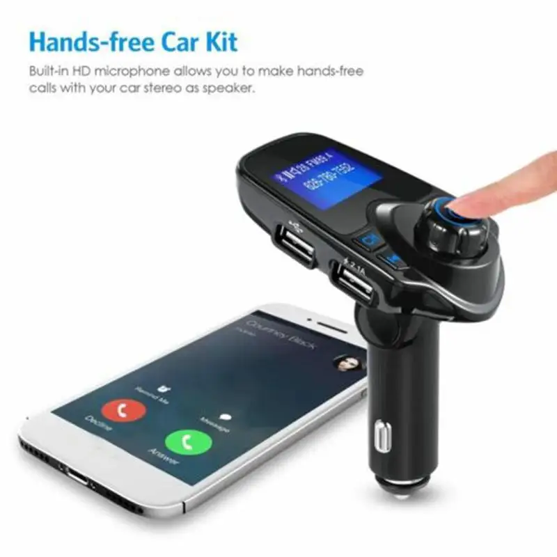 Автомобильный комплект громкой связи беспроводной Bluetooth fm-передатчик fm-модулятор радио адаптер USB зарядное устройство MP3 музыкальный плеер для iPhone телефона