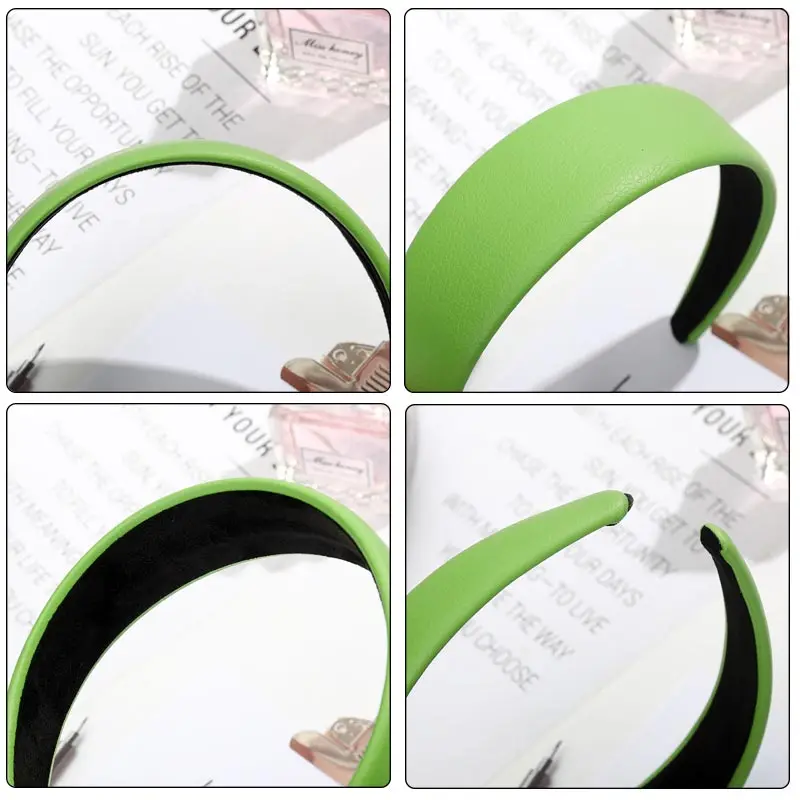

AWAYTR New Leather PU Wide Headbands for Girls Leather Edging Solid Color Hairband Winter Hair Hoop Headband Hair Accessories