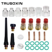 30pcs tig welding torch accessories stubby gas lens 412 pyrex glass cup kit for wp 171826 torch welding soldering supplies